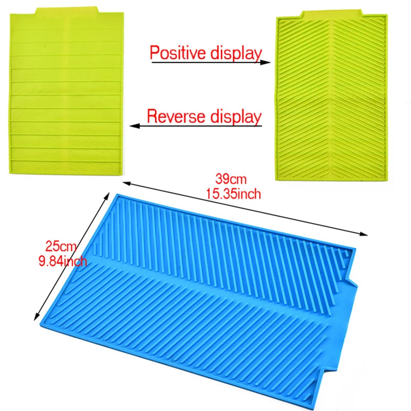 4pcs/set Dish Drying Mat Heat Resistant Non-slip Tray Silicone Tableware Dishwaser Pad Dinnerware Table Mat Placemat 39*25cm Peaceful Pleasures Health and Wellness