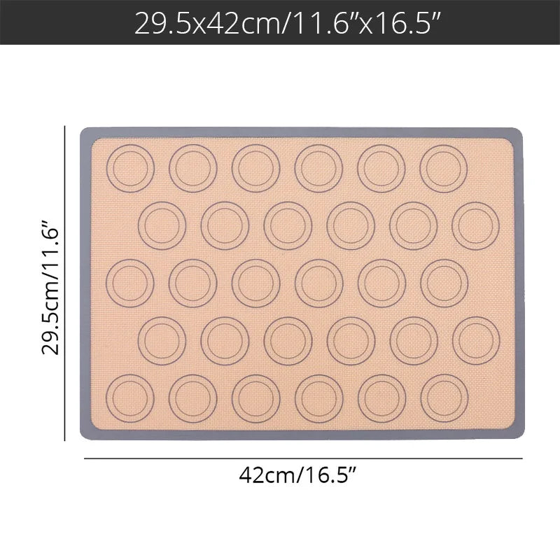 Silicone Macaron Baking Mat - for Bake Pans - Macaroon/Pastry/Cookie Making - Professional Grade Nonstick Peaceful Pleasures Health and Wellness Gray Macaron