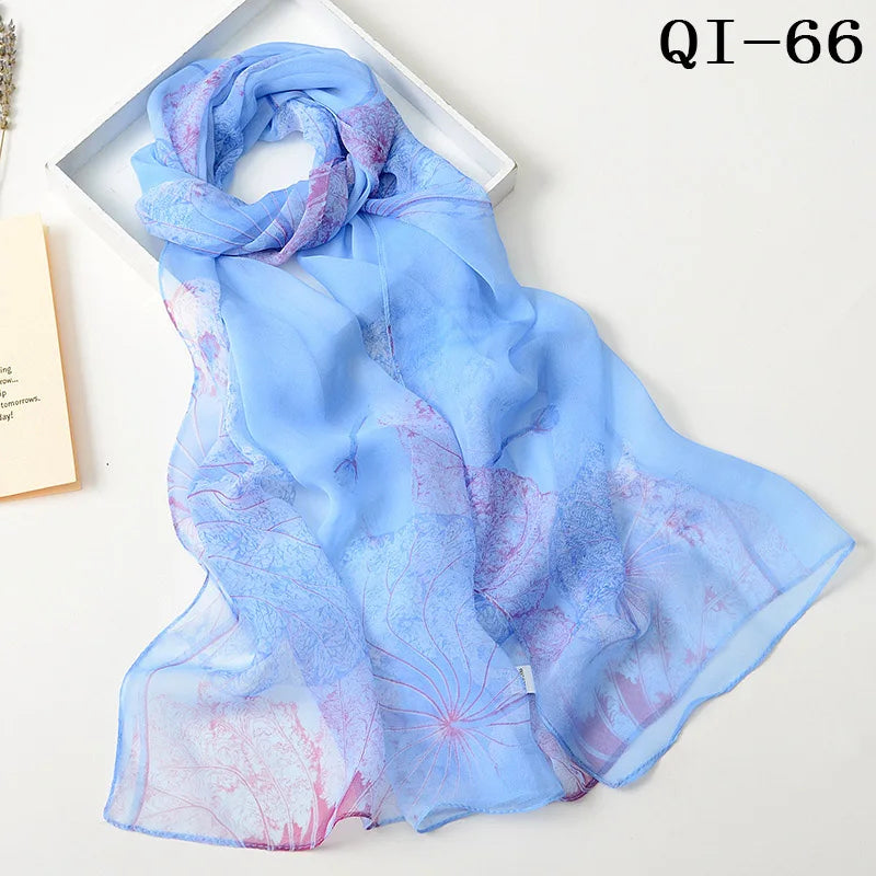 Multiple Lotus Leaf Flower Chiffon Georgette Bandana Scarf Women