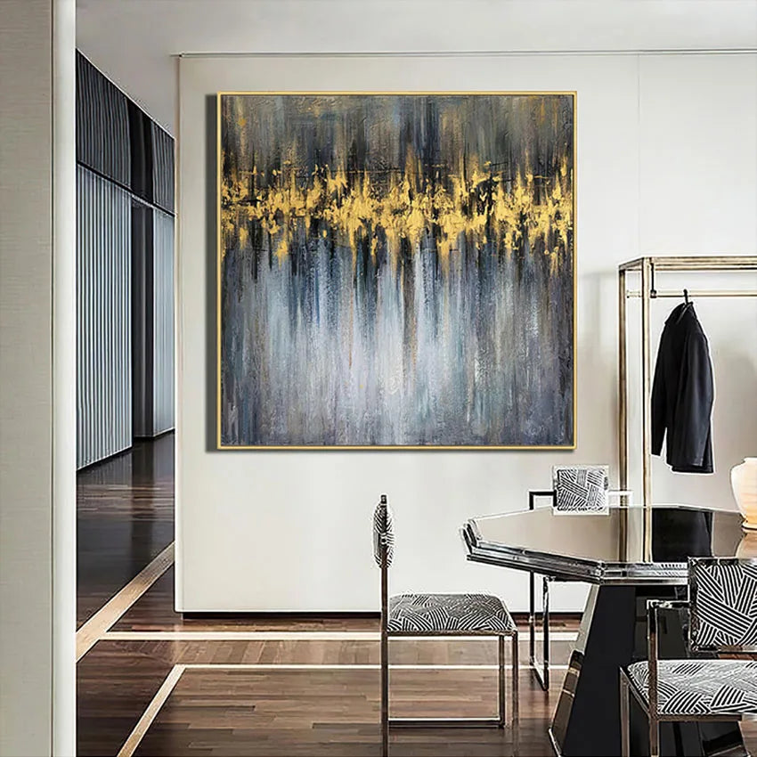 Canvas Oil Painting Frameless Acrylic Pigment 100% Handmade Yellow Modern Abstract Wall Decoration Art For Home Hotel Restaurant Peaceful Pleasures Health and Wellness