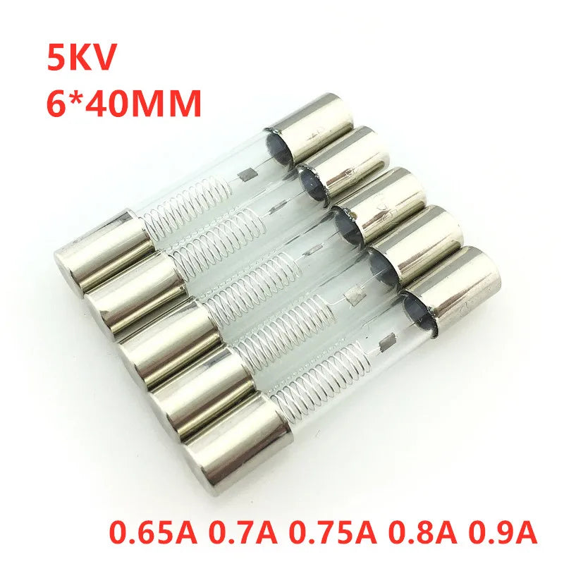 5PCS/Lot 5KV Microwave Oven Fuse 6*40mm 0.65A 0.7A 0.75A 0.8A 0.9A Glass Tube Fuse 5000V 650MA 6x40mm High-Pressure Fuse Peaceful Pleasures Health and Wellness 0.65A 5PCS