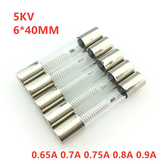 5PCS/Lot 5KV Microwave Oven Fuse 6*40mm 0.65A 0.7A 0.75A 0.8A 0.9A Glass Tube Fuse 5000V 650MA 6x40mm High-Pressure Fuse Peaceful Pleasures Health and Wellness 0.65A 5PCS