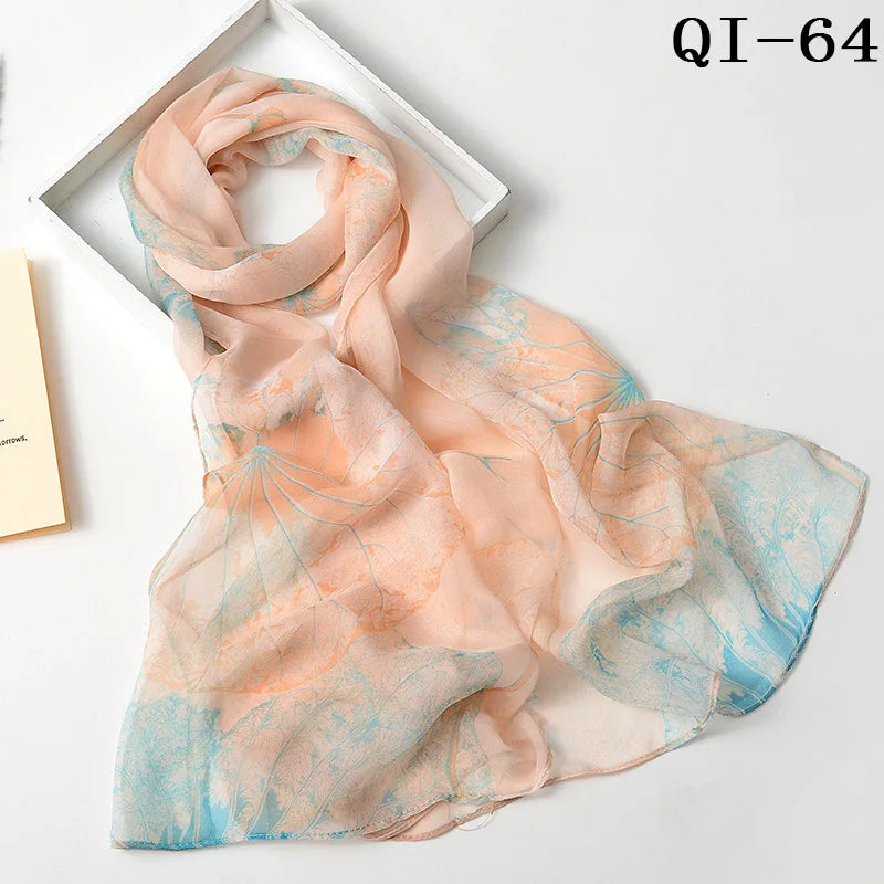 Multiple Lotus Leaf Flower Chiffon Georgette Bandana Scarf Women