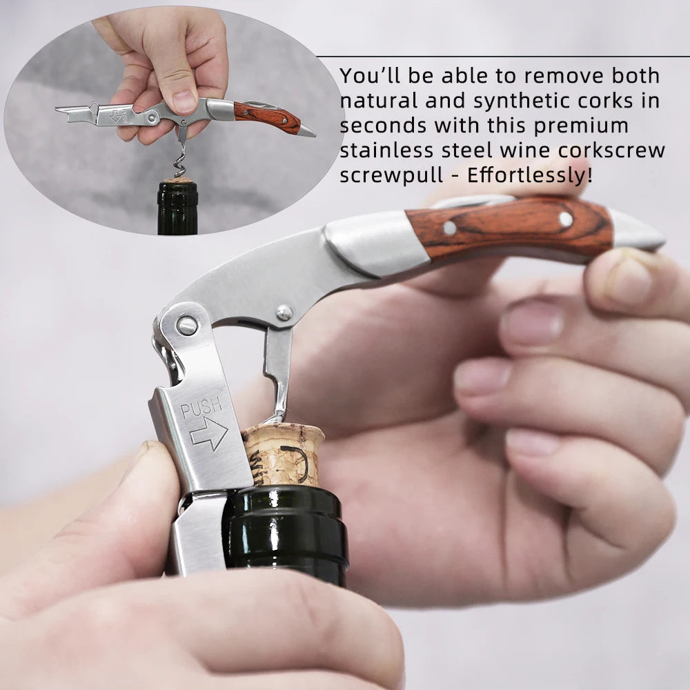 Wine Opener, Professional Waiters Corkscrew, PU Bag, Bottle Opener and Foil Cutter Gift for Wine Lovers Peaceful Pleasures Health and Wellness