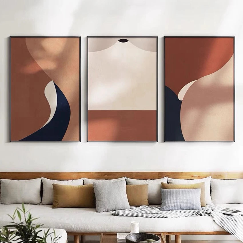 NEW Interior Decor 3 Panel Wall Art Picture For Home Hand Painted Acrylic Oil Canvas Poster Living Room Sofa Pop Hanging Drawing Peaceful Pleasures Health and Wellness