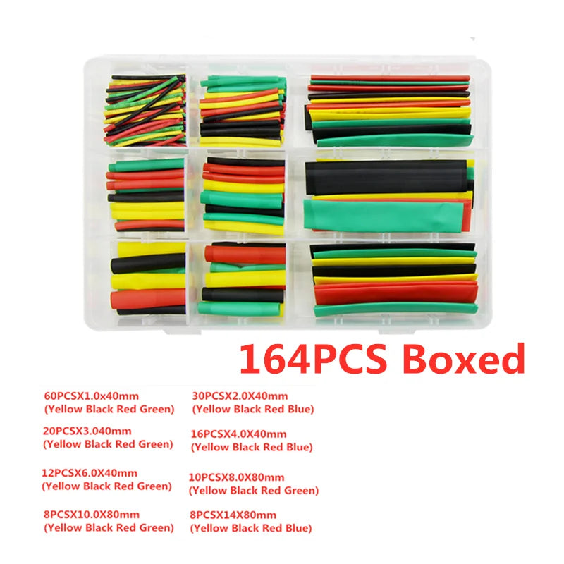 127/164/328/530Pcs Assorted Polyolefin Heat Shrink Tube Cable Sleeve Wrap Wire Set Insulated Shrinkable Tube Peaceful Pleasures Health and Wellness 164PCS Boxed