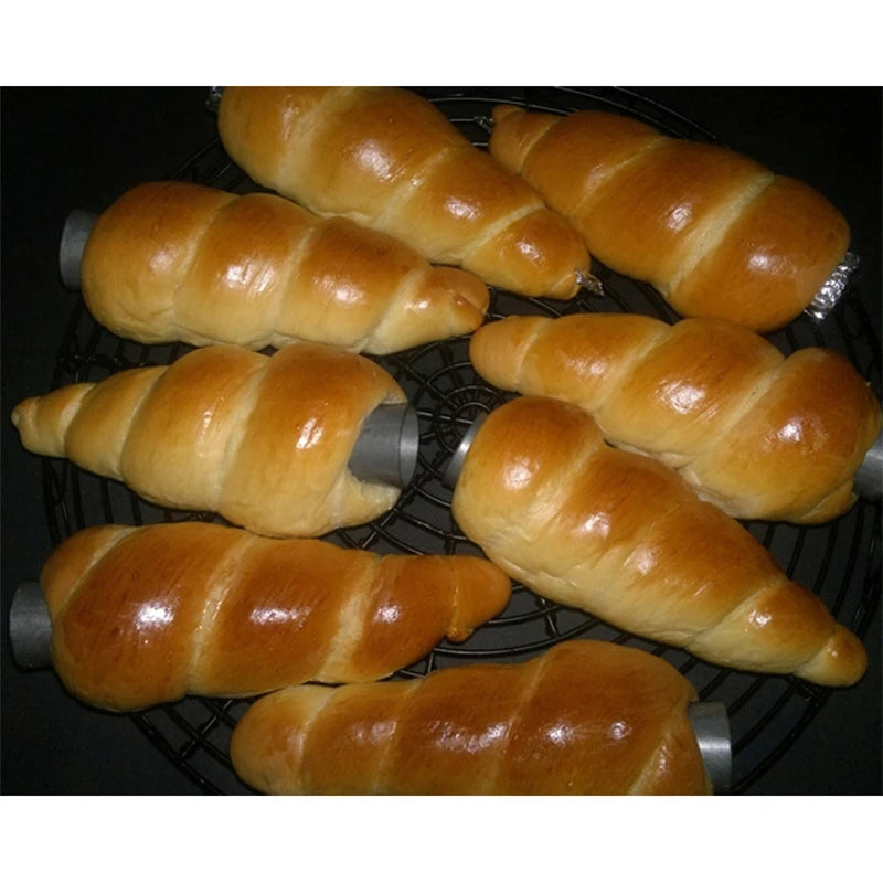 5-Piece Stainless Steel Cream Horn Cone Mold Tubes – Spiral Croissant & Pastry Roll Baking Molds