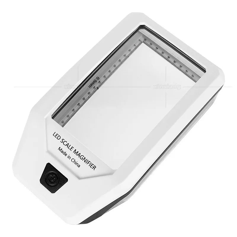Handheld Desktop Magnifying Glass, Multi-function Paperweight Magnifying Glass with Scale LED Currency Detector Lamp for Reading Peaceful Pleasures Health and Wellness 3X