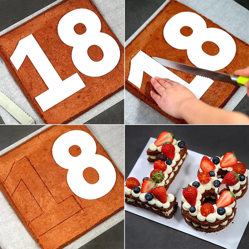 9-Piece Number Cake Mold Set (0–8) – 12-Inch Food-Grade PP, DIY Birthday Cake Decorating Molds
