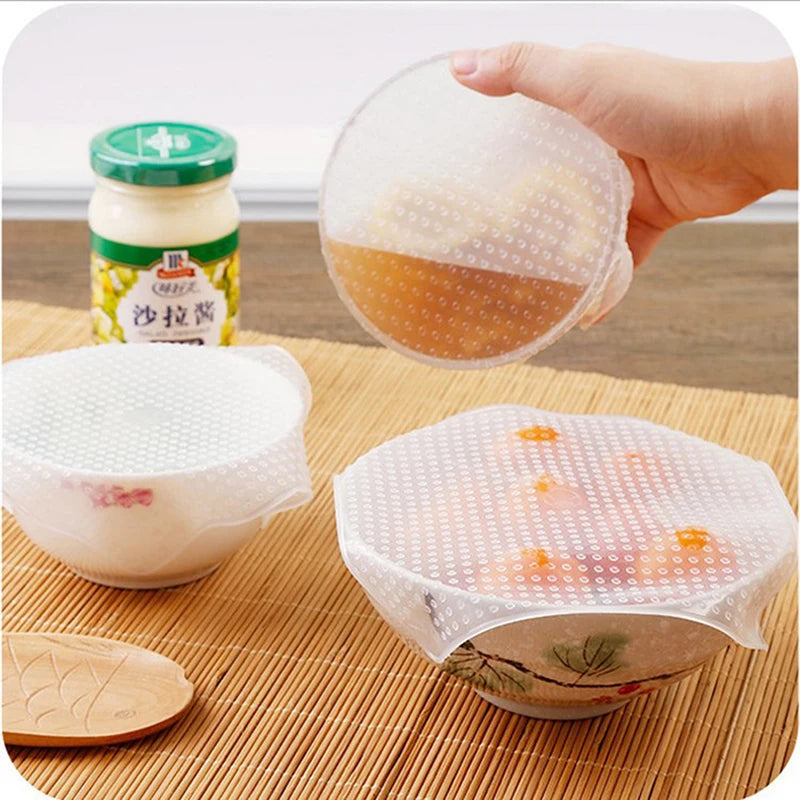 Reusable Silicone Stretch Lids 4-Piece Food Storage Cover Set