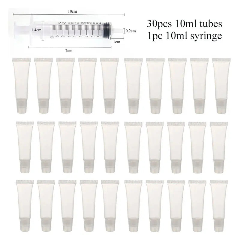 Empty Lip Gloss Tubes with Syringe Clear Soft Lip Gloss Container Refillable Lipgloss Tubes for DIY Cosmetic Makeup Peaceful Pleasures Health and Wellness