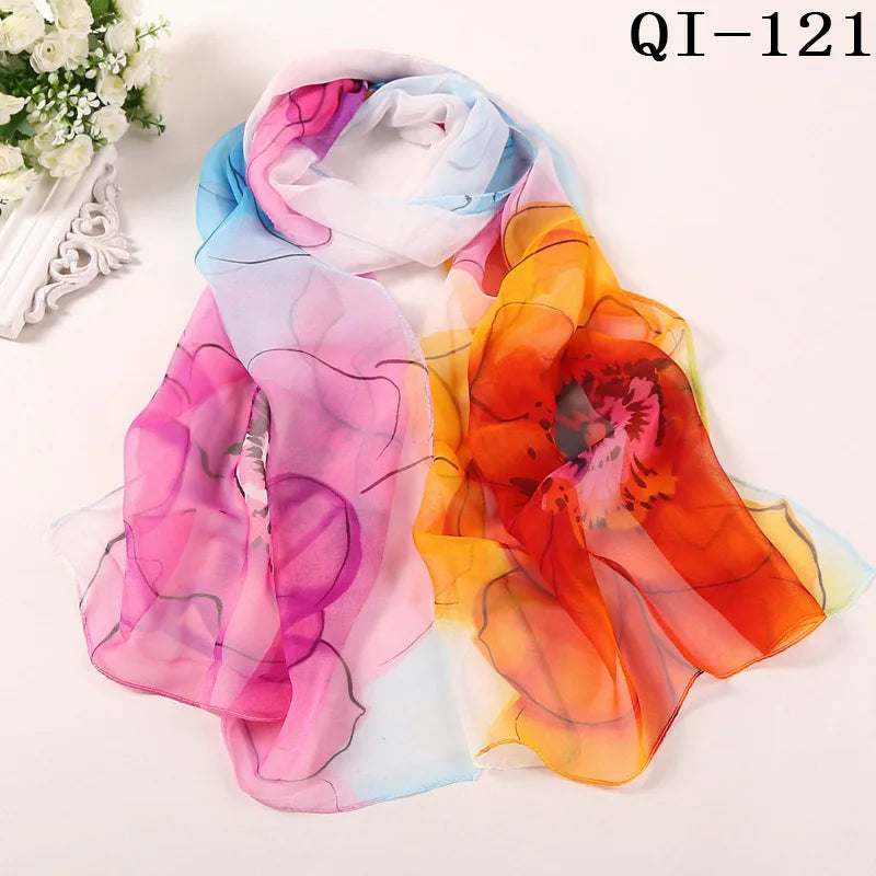 Multiple Lotus Leaf Flower Chiffon Georgette Bandana Scarf Women