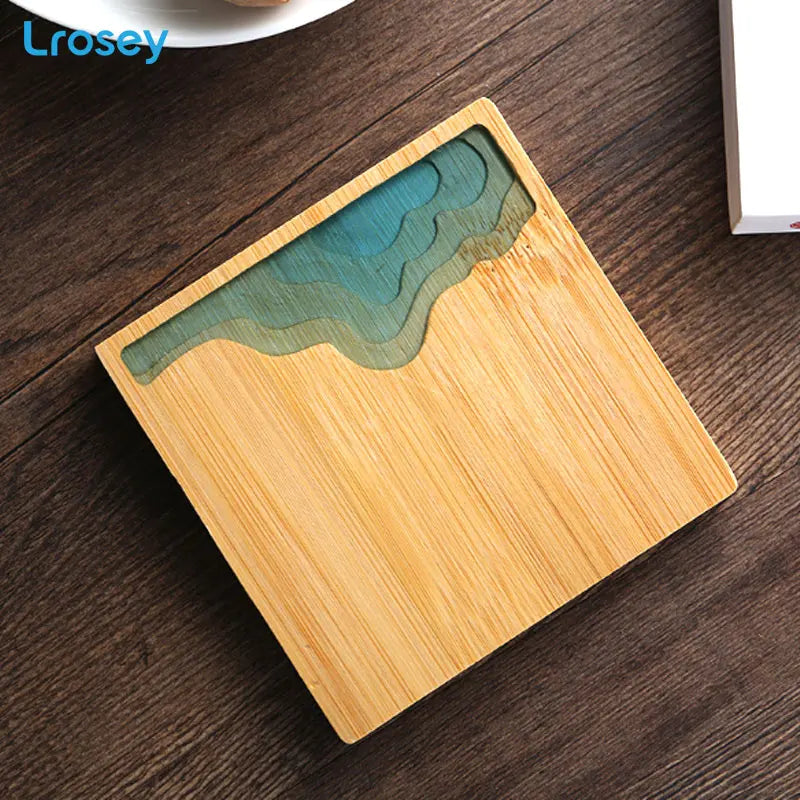Bamboo Art Coaster | Non-Slip Heat-Resistant Cup Mat Round