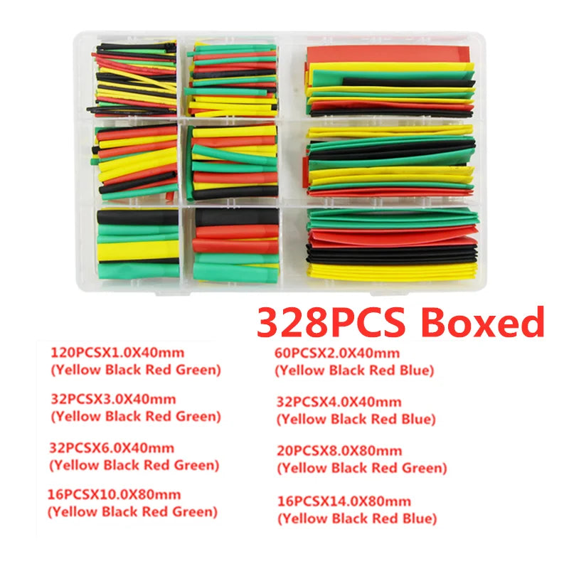 127/164/328/530Pcs Assorted Polyolefin Heat Shrink Tube Cable Sleeve Wrap Wire Set Insulated Shrinkable Tube Peaceful Pleasures Health and Wellness 382PCS Boxed