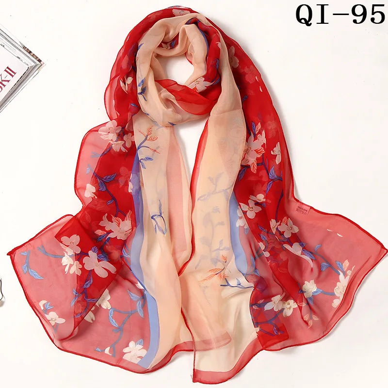 Multiple Lotus Leaf Flower Chiffon Georgette Bandana Scarf Women