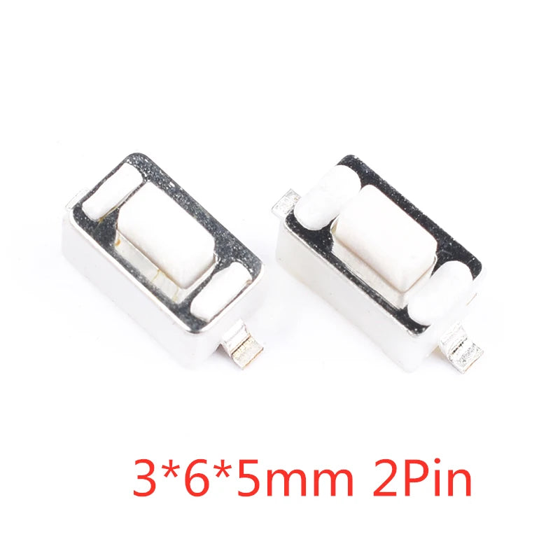50PCS Tact Switch Silicone Button Micro Switch 3*4*2mm 3x6x4.3mm 2Pin 3x6x2.5mm 4*4*1.5mm SMD 4 Feet Peaceful Pleasures Health and Wellness 3X6X5mm 2Pin