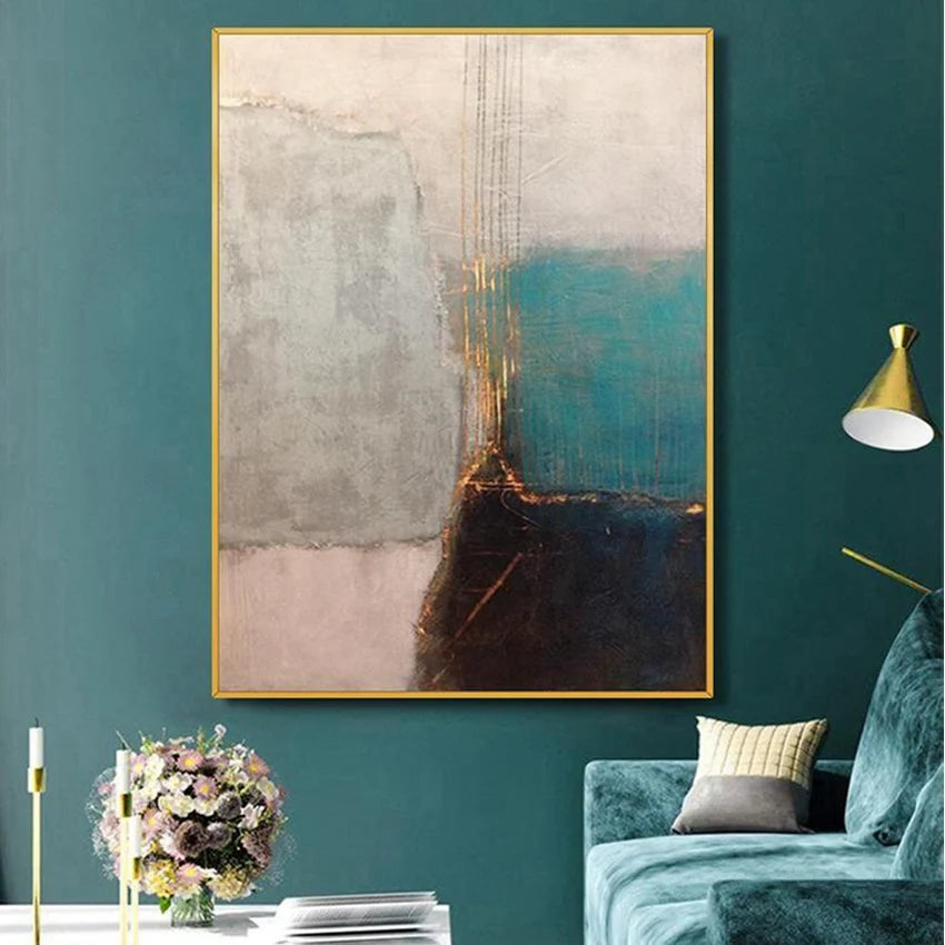Nordic Minimalist Abstract Handmade Canvas Oil Painting Wall Decor Art Hanging Picture Poster Living Room Bedroom Hotel Mural Peaceful Pleasures Health and Wellness