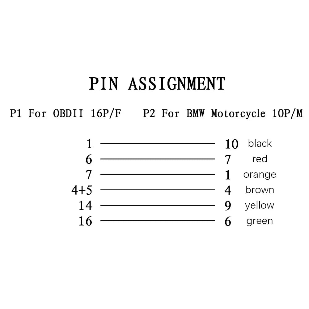 BMW Motorcycle 10-Pin to 16-Pin OBD2 ICOM-D Diagnostic Cable