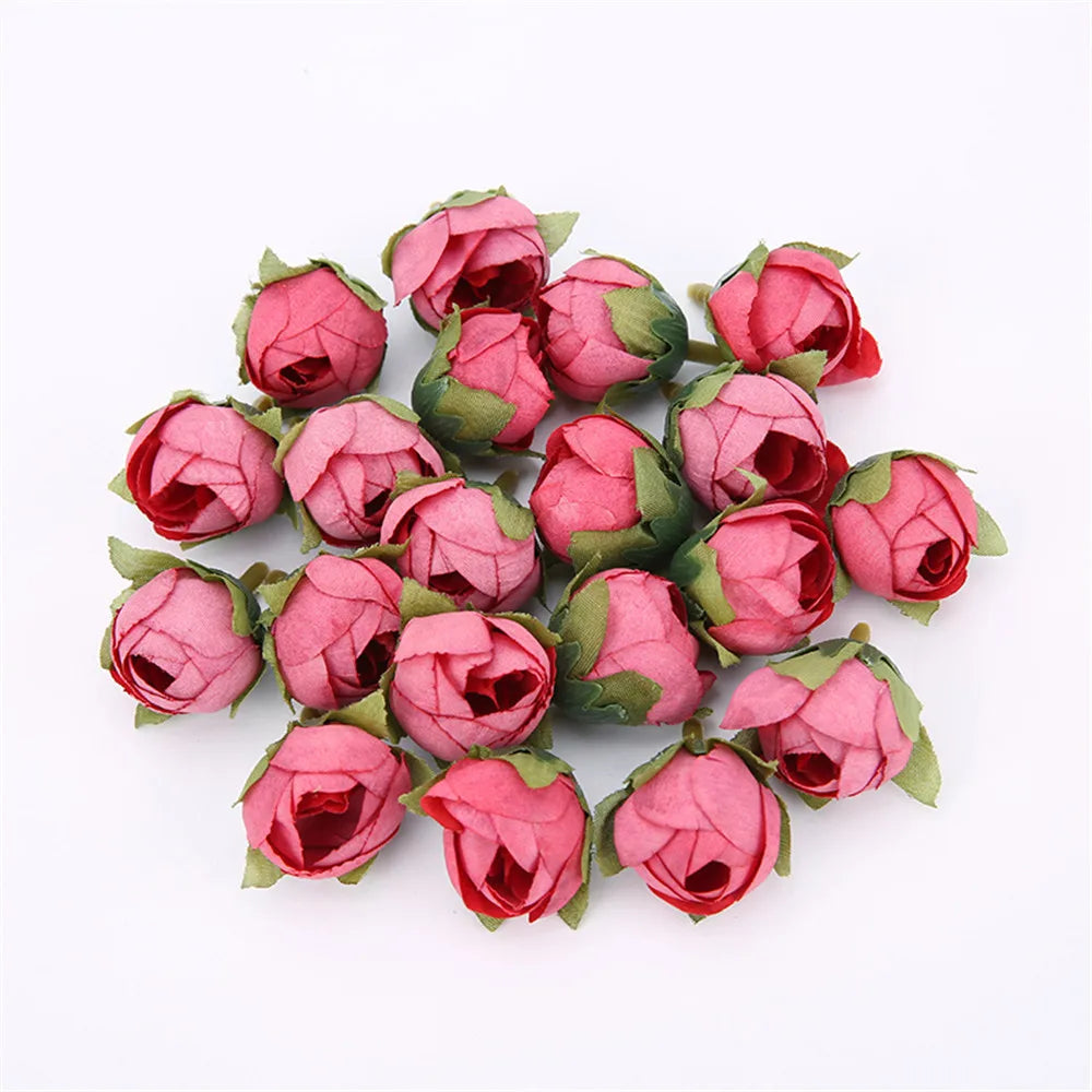 Silk Rose Tea Bud Artificial Flowers 10/20pcs – Wedding DIY Decor