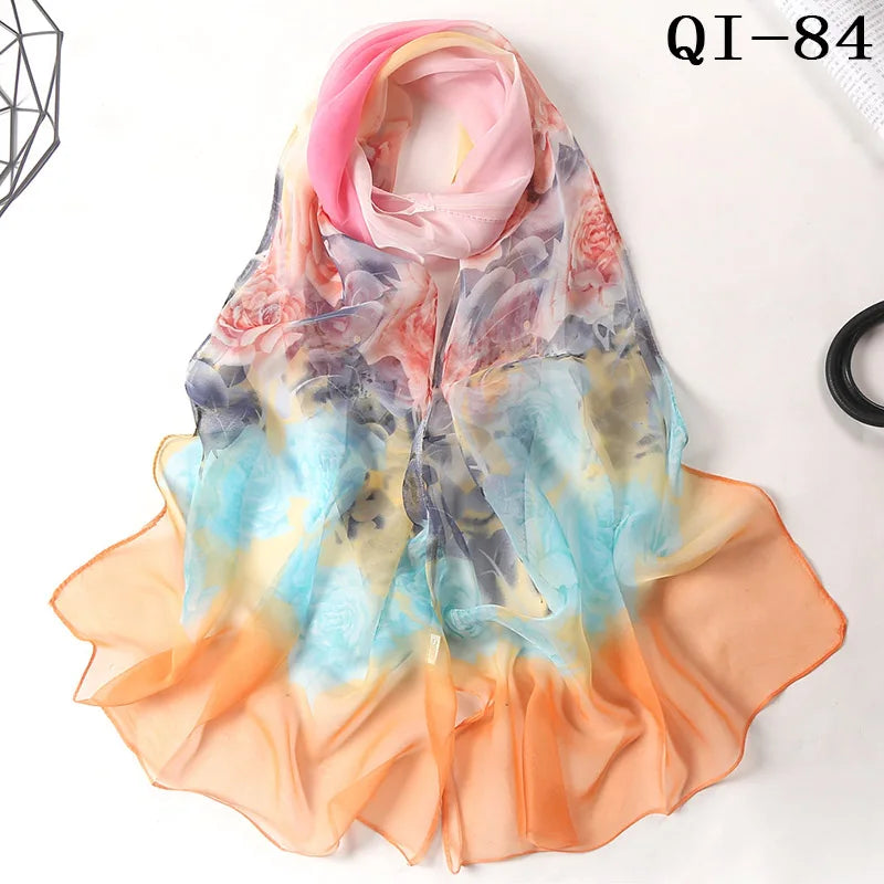 Multiple Lotus Leaf Flower Chiffon Georgette Bandana Scarf Women