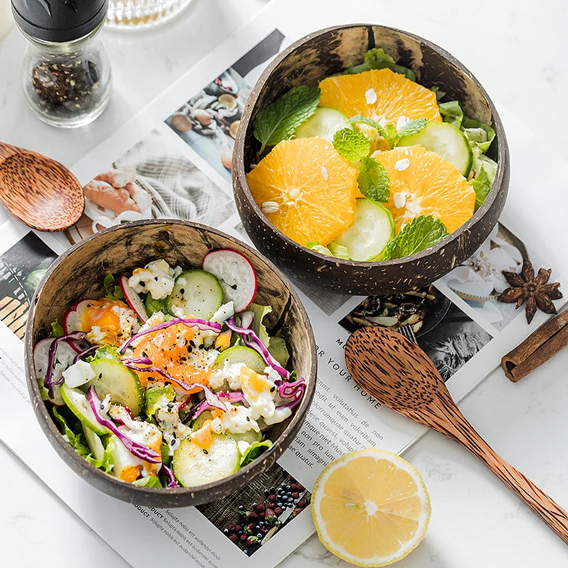 Natural Coconut Shell Bowl – Handcrafted Eco-Friendly Serving Bowl for Fruit, Salad, Rice & Ice Cream