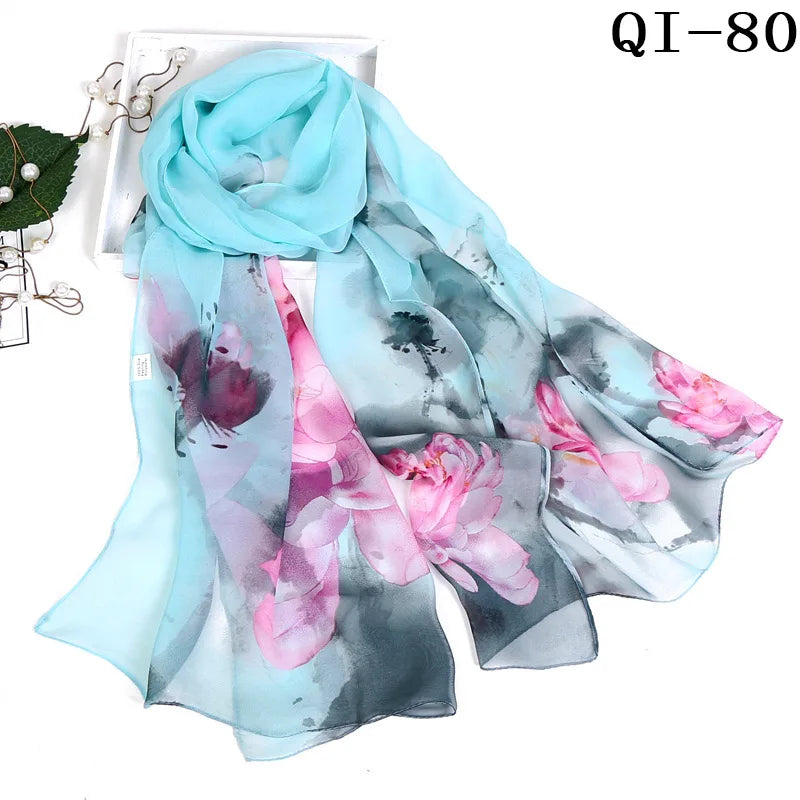 Multiple Lotus Leaf Flower Chiffon Georgette Bandana Scarf Women