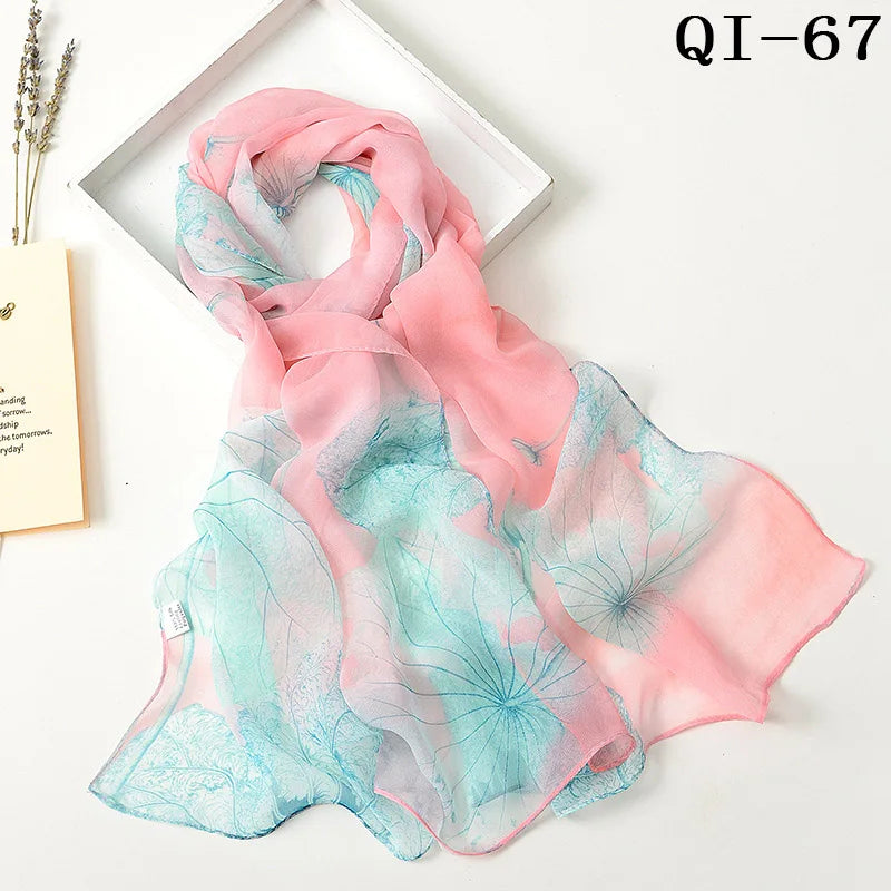 Multiple Lotus Leaf Flower Chiffon Georgette Bandana Scarf Women