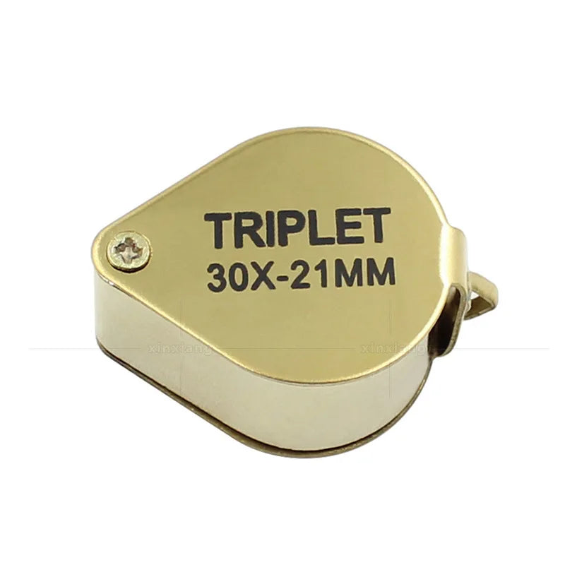 30X Folding Pocket Jeweler Magnifier Golden Color Foldable Magnifying Glass Portable Jewelry Loupe Monocle Mini Microscope Lupa Peaceful Pleasures Health and Wellness
