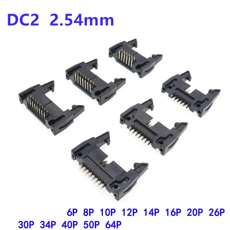 5pcs DC2 2.54mm Pitch Straight / Right Angle Hook Horn Socket Connector 10/14/16/20/26/30/40P For Flat Ribbon Cable IDC Socket Peaceful Pleasures Health and Wellness 40P Curved needle