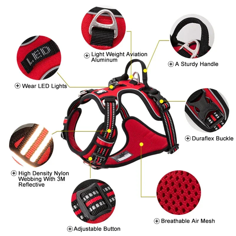 Truelove Pet Reflective Nylon Dog Harness No Pull Adjustable Medium Large Naughty Dog Vest Safety Vehicular Lead Walking Running Peaceful Pleasures Health and Wellness