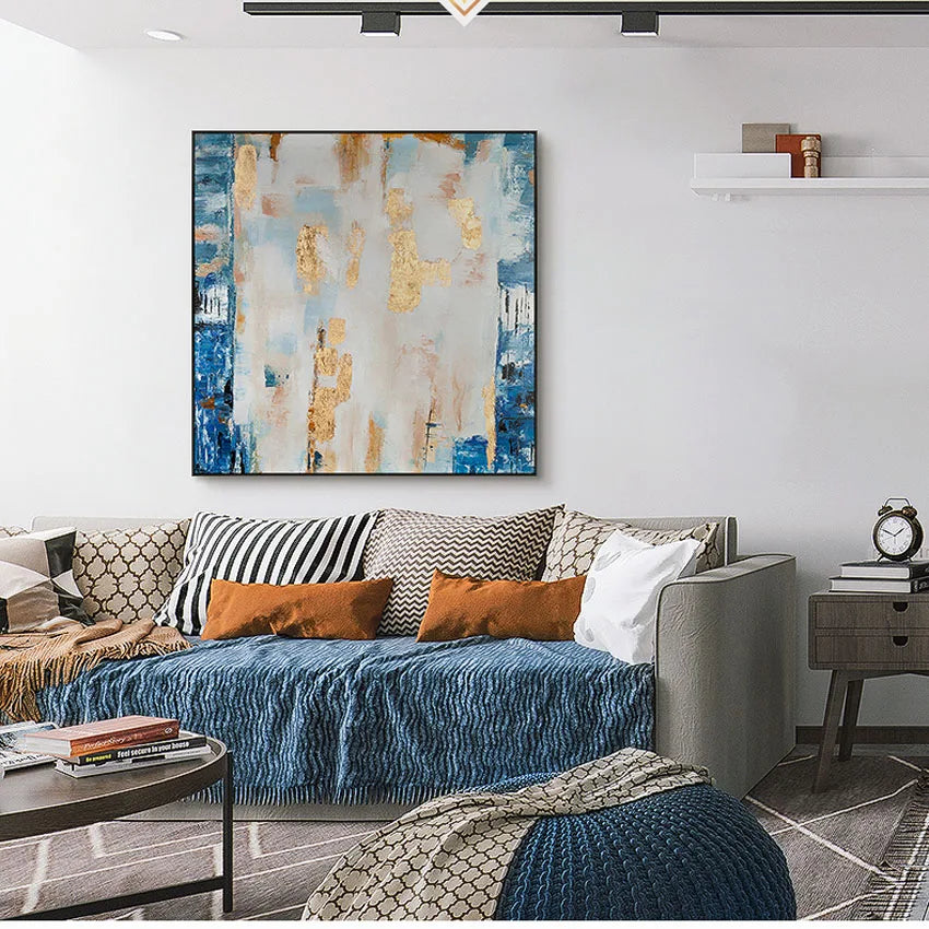 Abstract Gold Foil Handmade Canvas Oil Painting Non-toxic Acrylic Pigment For The Artistic Decoration Of Hotel Living Room Walls Peaceful Pleasures Health and Wellness