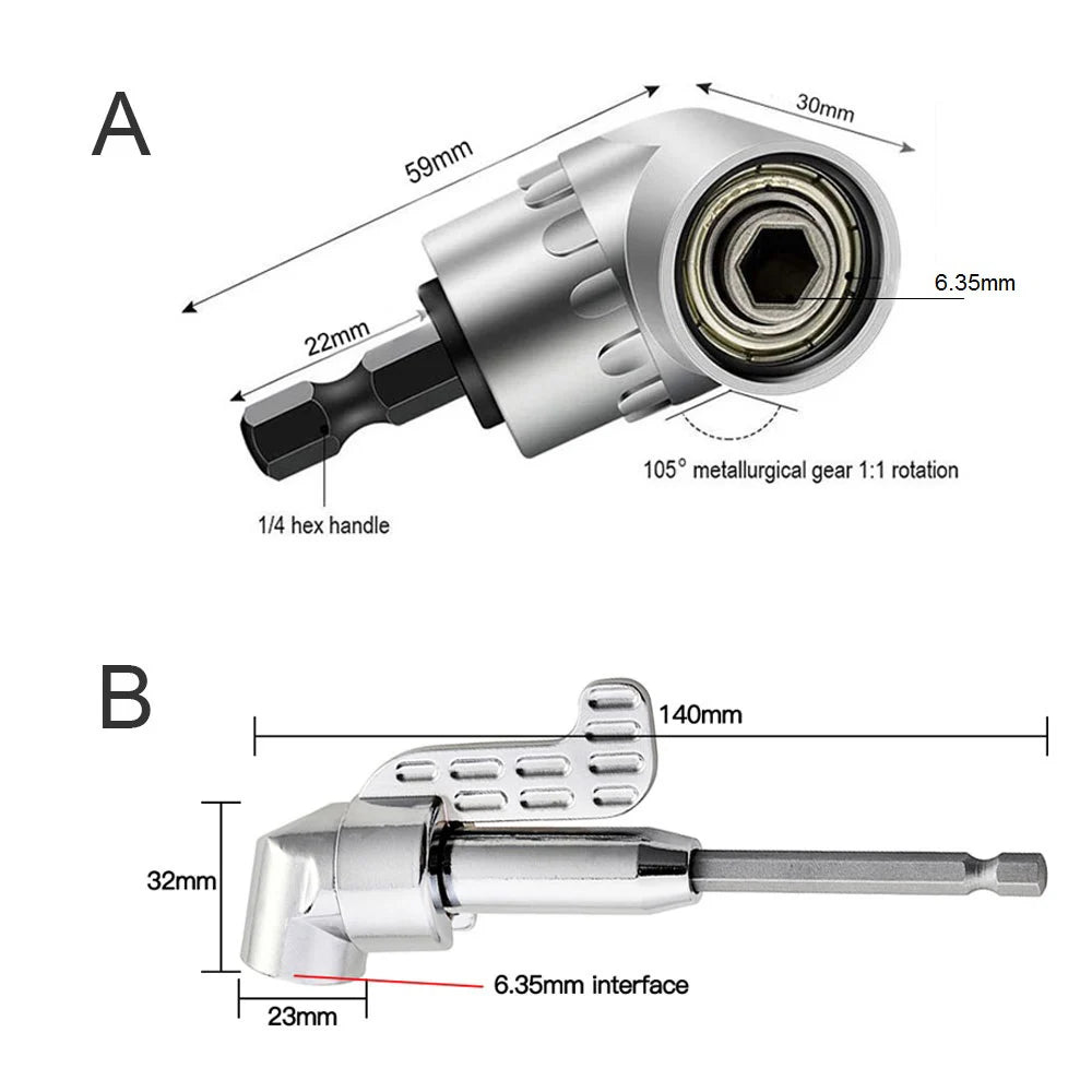 105 Degree Angle Screwdriver Set Holder Adapter Adjustable Bits Nozzles Angle Screw Driver Tool 1/4" Inch Magnetic Angle Driver Peaceful Pleasures Health and Wellness