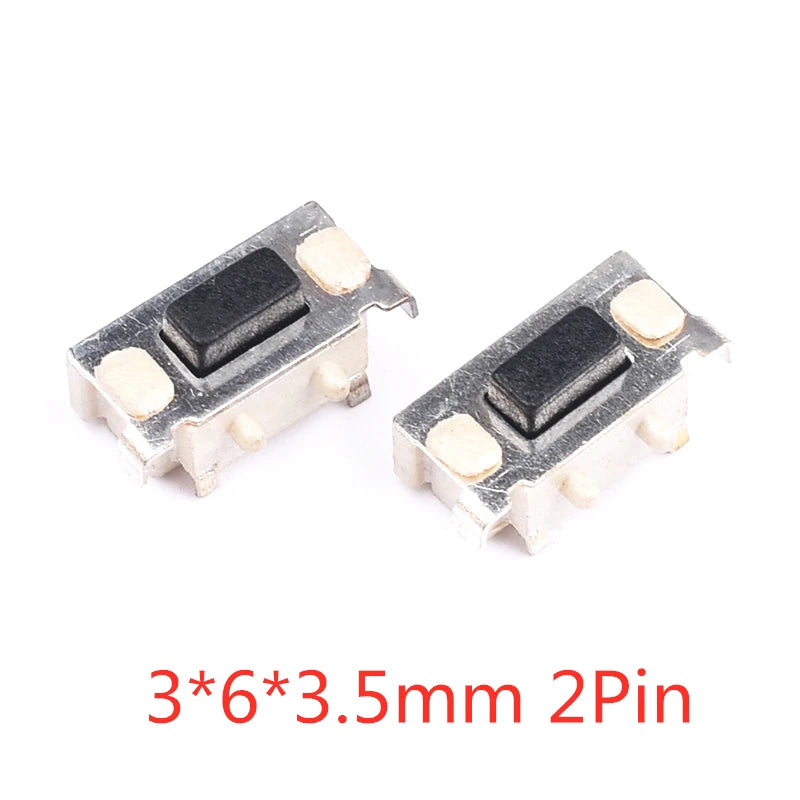 50PCS Tact Switch Silicone Button Micro Switch 3*4*2mm 3x6x4.3mm 2Pin 3x6x2.5mm 4*4*1.5mm SMD 4 Feet Peaceful Pleasures Health and Wellness 3X6X3.5mm 2Pin