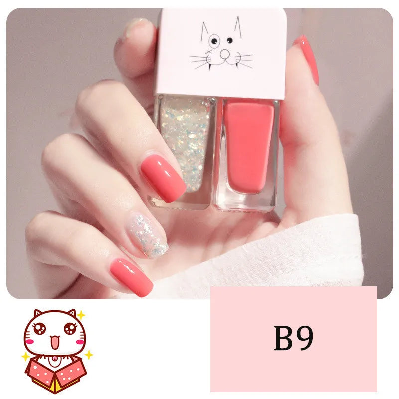 2-in-1 Candy Color Nail Polish | Quick Dry Waterproof Water-Based