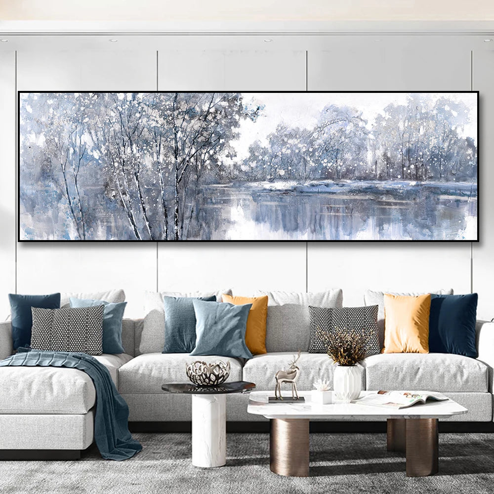 Modern Abstract Oil Painting on Canvas Posters and Prints Wall Art Painting Blue Abstract Art Picture for Living Room Home Decor Peaceful Pleasures Health and Wellness