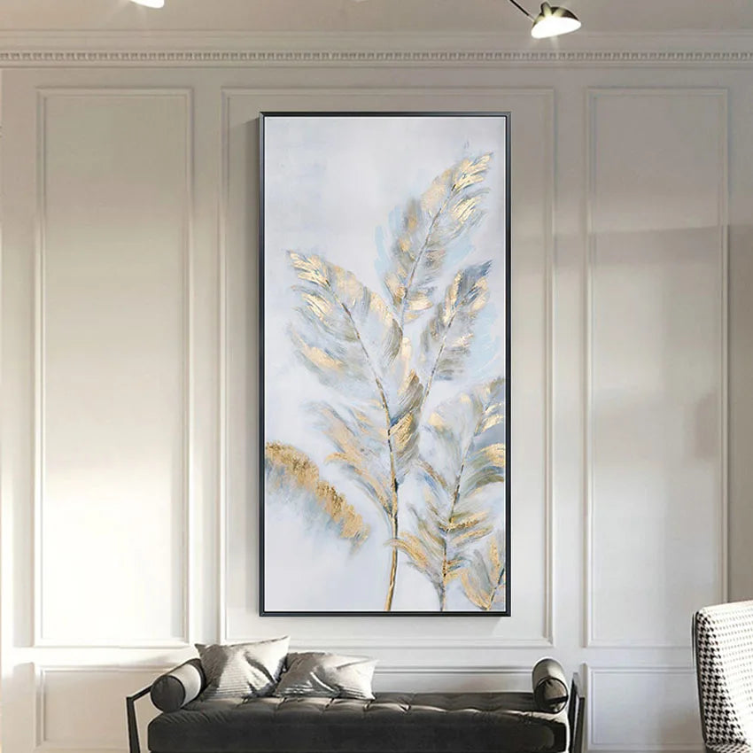Textured Feather Handmade Canvas High Quality Painting Wall Decor Art Hanging Poster For Living Room Bedroom Hotel Restaurant Peaceful Pleasures Health and Wellness