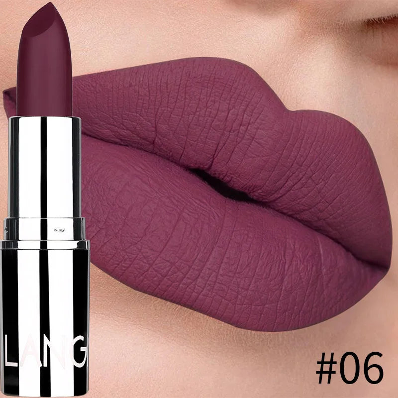 Langmanni Matte Velvet Lipstick – 8 Colors, Waterproof Long-Lasting