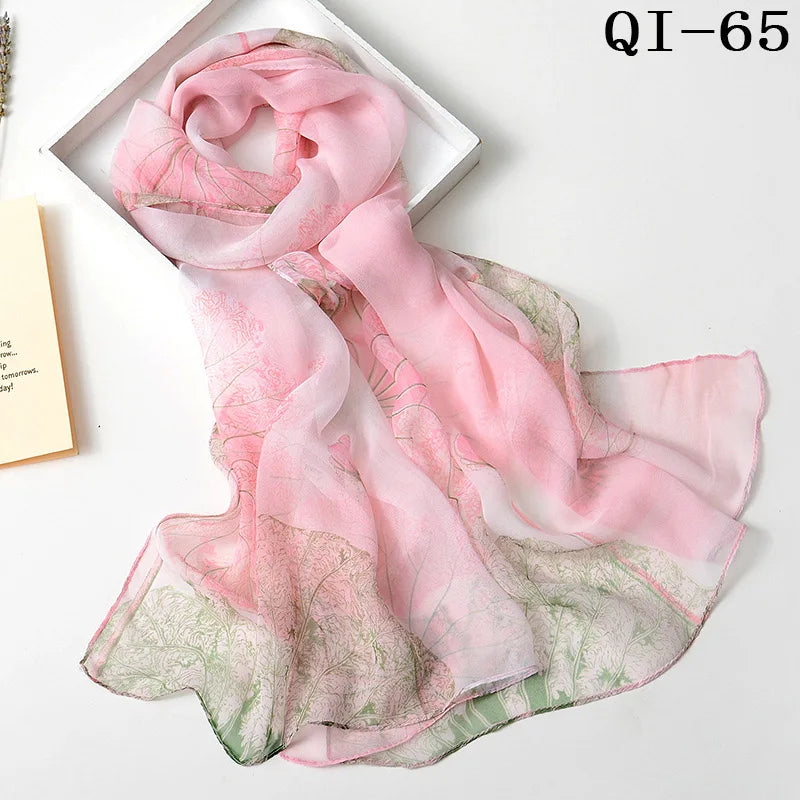 Multiple Lotus Leaf Flower Chiffon Georgette Bandana Scarf Women