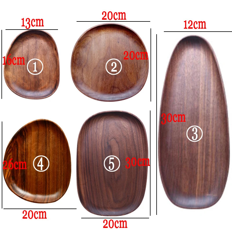 Irregular Oval Solid Acacia Wood Serving Plate & Tray | Natural Grain – Fruit, Dessert, Charcuterie & Tea