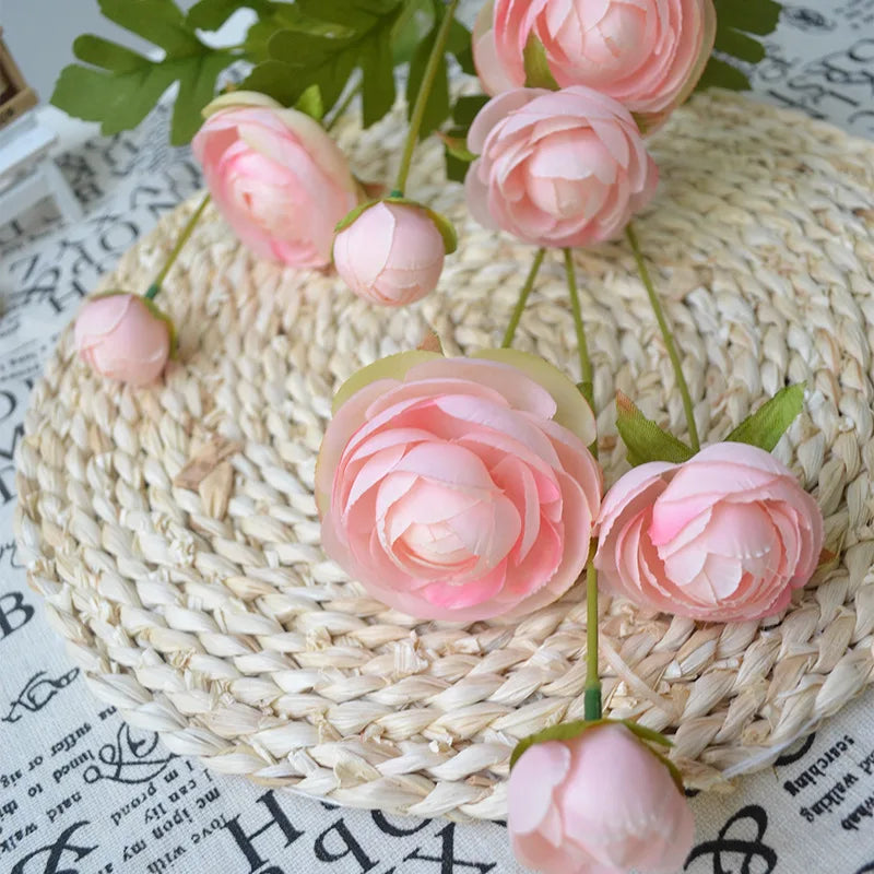 Silk Tea Rose Artificial Flower Bouquet – 8 Heads, 95cm