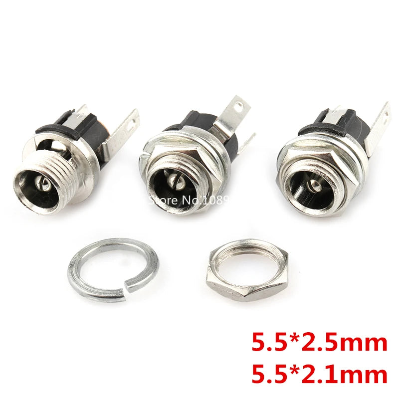 10pcs 5.5x2.1mm 5.5x2.5mm DC Socket With Nut DC Power Jack Socket Female Panel Mount Connector DC025 DC-025 Peaceful Pleasures Health and Wellness 5.5x2.1mm