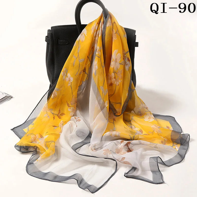 Multiple Lotus Leaf Flower Chiffon Georgette Bandana Scarf Women