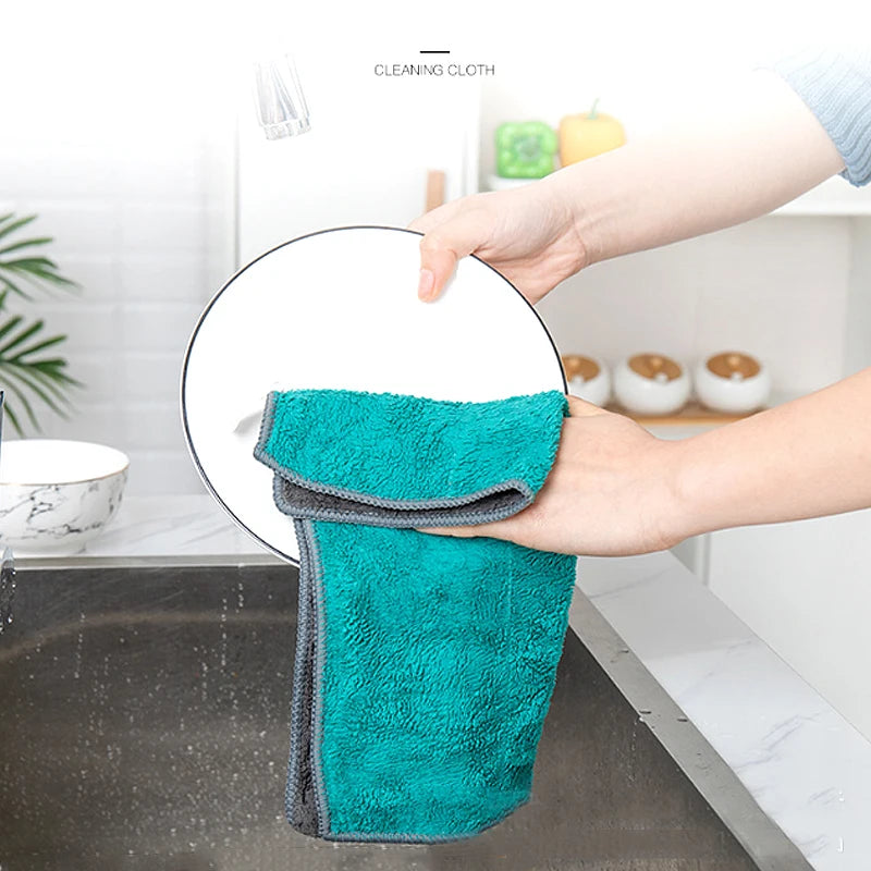 Coral Fleece Microfiber Kitchen Dish Towels & Cleaning Cloths