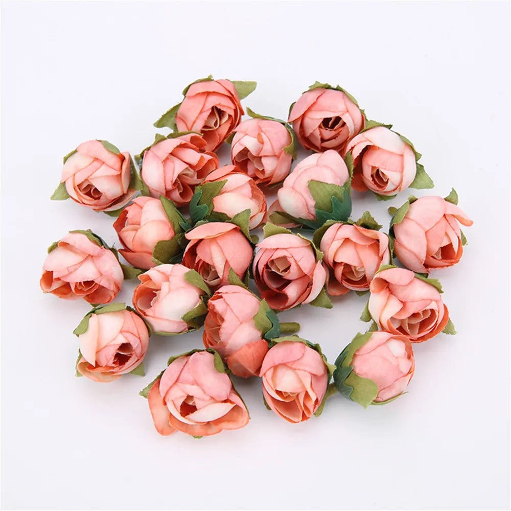 Silk Rose Tea Bud Artificial Flowers 10/20pcs – Wedding DIY Decor