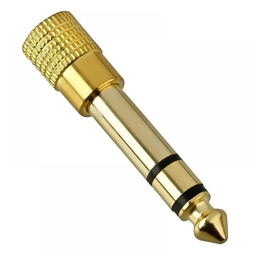 Gold 6.35mm 1/4" Male to 3.5mm 1/8" Female Stereo Audio Adapter