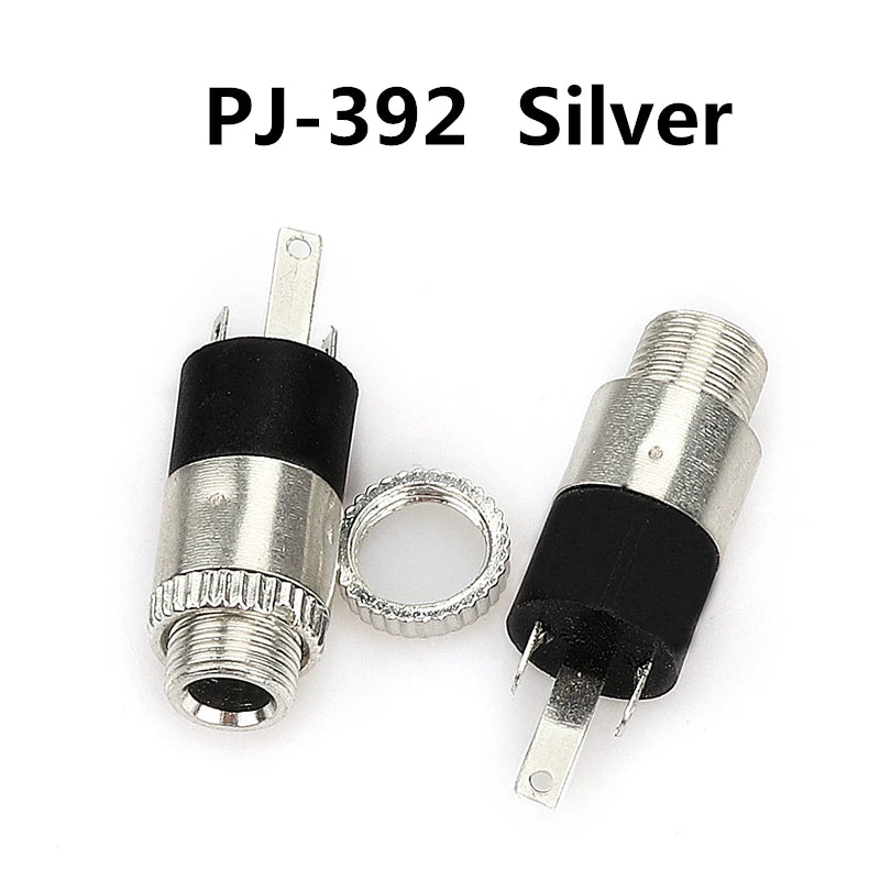 10pcs Headphone Jack 3.5mm PJ PJ313 PJ320 PJ325 PJ326 PJ327 PJ358 PJ392 PJ342 Audio and Video Female Dual Channel Stereo Jack Peaceful Pleasures Health and Wellness PJ-392 Silver