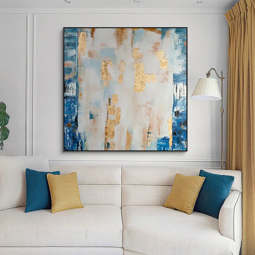 Abstract Gold Foil Handmade Canvas Oil Painting Non-toxic Acrylic Pigment For The Artistic Decoration Of Hotel Living Room Walls Peaceful Pleasures Health and Wellness no frame 80cmx80cm