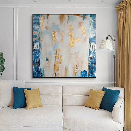 Abstract Gold Foil Handmade Canvas Oil Painting Non-toxic Acrylic Pigment For The Artistic Decoration Of Hotel Living Room Walls Peaceful Pleasures Health and Wellness no frame 80cmx80cm