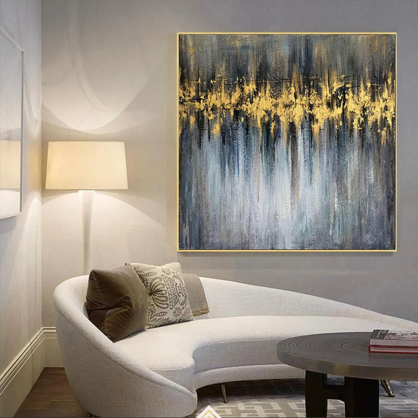 Canvas Oil Painting Frameless Acrylic Pigment 100% Handmade Yellow Modern Abstract Wall Decoration Art For Home Hotel Restaurant Peaceful Pleasures Health and Wellness