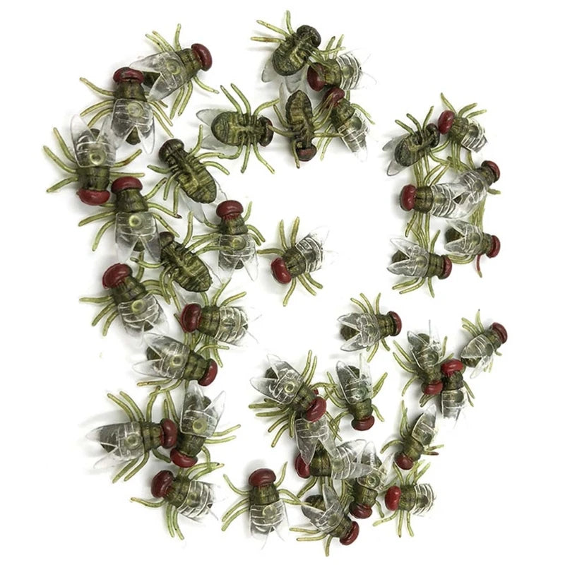 100 Pcs Fake Flies Plastic Prank Toys – Halloween Party Favors